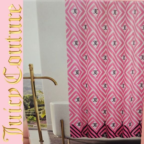 Juicy Couture Home JC Logo Geometrical PEVA Shower Curtain Liner - Picture 1 of 5
